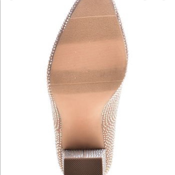 Macys Rhinestone Booties Boots Baybe Ankle Nude Block Heels Sparkle Taylor Swift - Picture 5 of 12